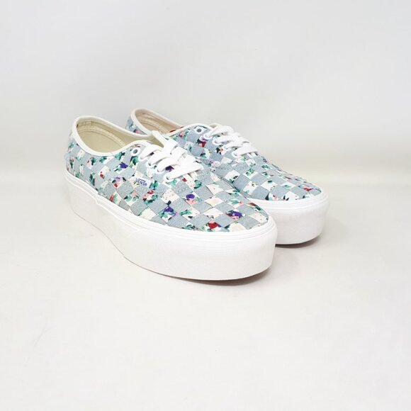 Vans Authentic Stackform Platform Denim Floral Woven White Shoe Sneaker Womens - Picture 4 of 11